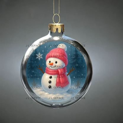 Cute Snowman PNG – Winter Snowman Clipart with Pink Hat & Scarf