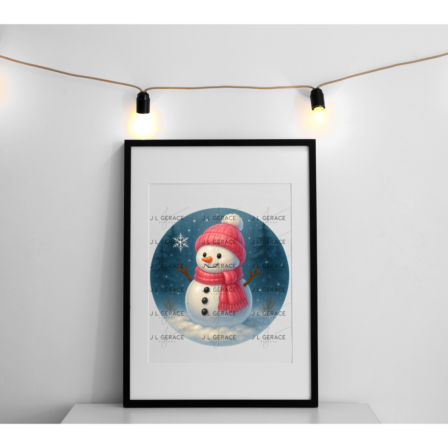 Cute Snowman PNG – Winter Snowman Clipart with Pink Hat & Scarf