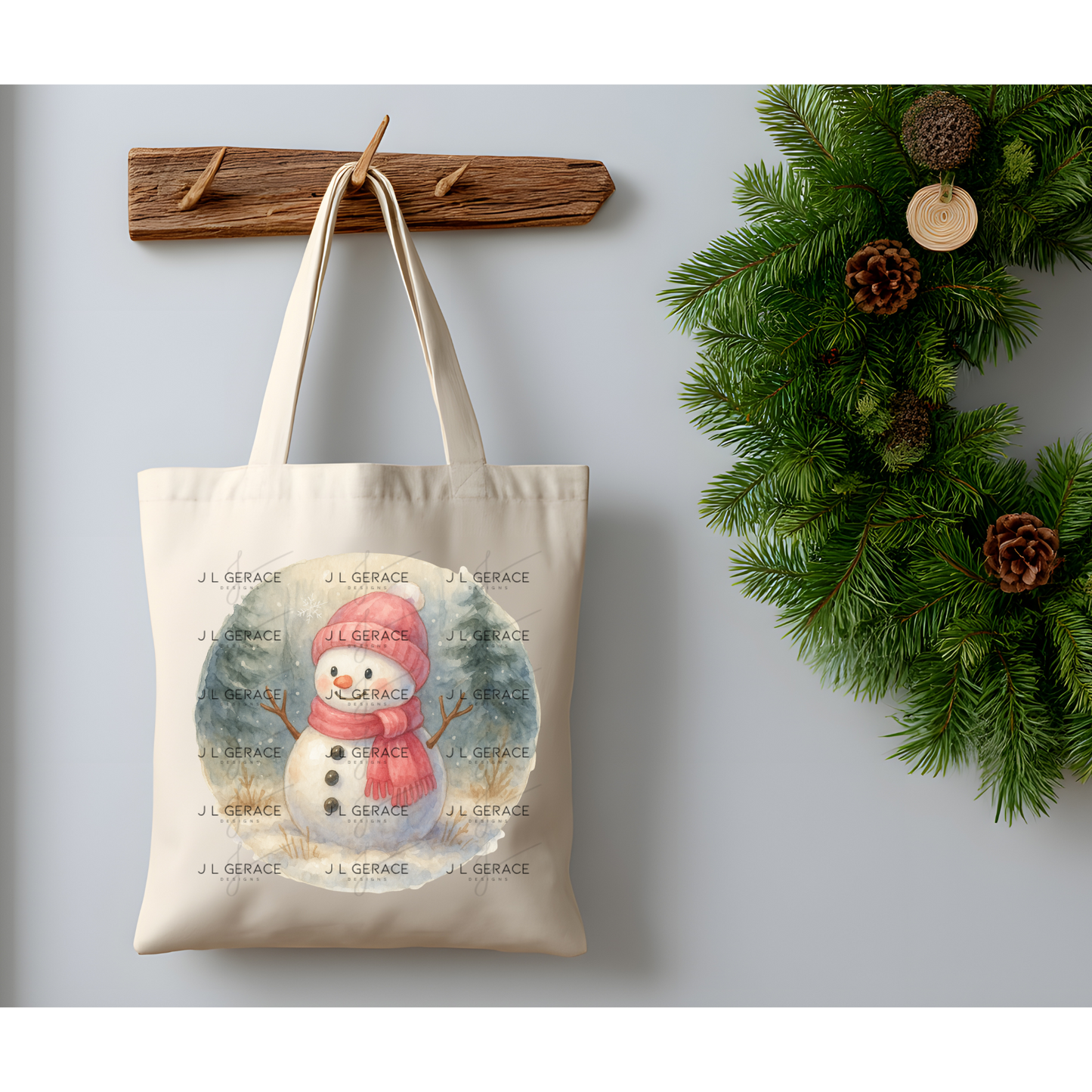 Watercolor Snowman PNG – Cute Winter Snowman Clipart with Pink Hat & Scarf