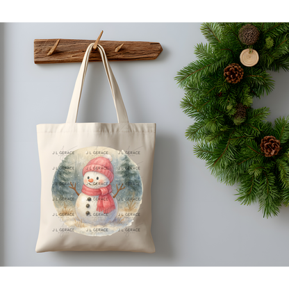 Watercolor Snowman PNG – Cute Winter Snowman Clipart with Pink Hat & Scarf