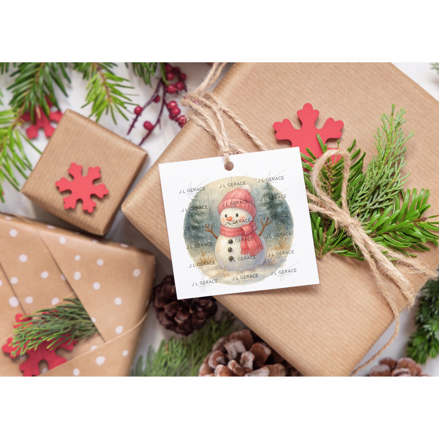 Watercolor Snowman PNG – Cute Winter Snowman Clipart with Pink Hat & Scarf
