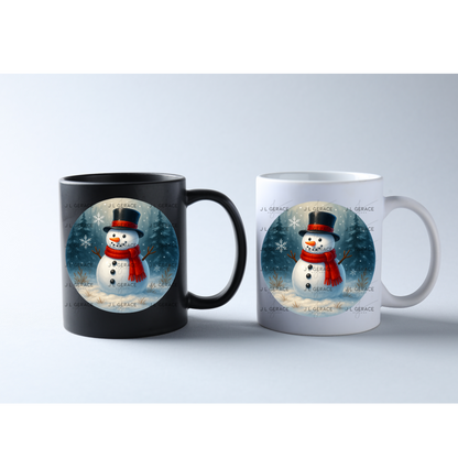 Classic Snowman PNG – Winter Snowman Clipart with Top Hat & Red Scarf