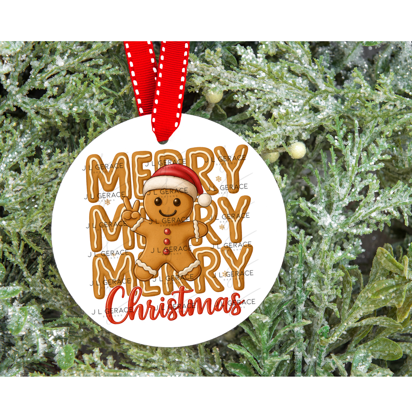 Merry Merry Merry Gingerbread Man PNG – Cute Christmas Cookie Clipart