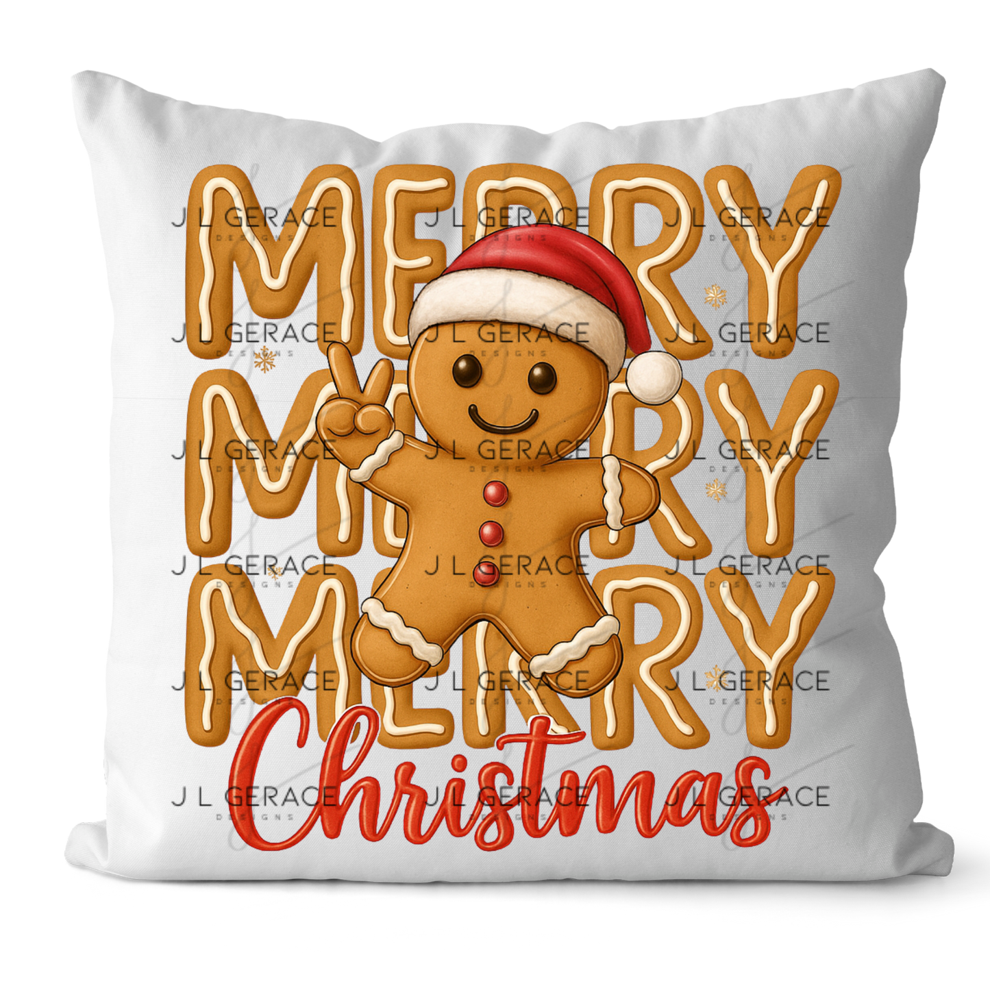 Merry Merry Merry Gingerbread Man PNG – Cute Christmas Cookie Clipart