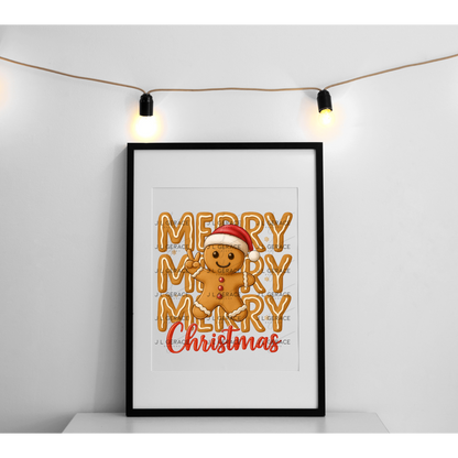 Merry Merry Merry Gingerbread Man PNG – Cute Christmas Cookie Clipart
