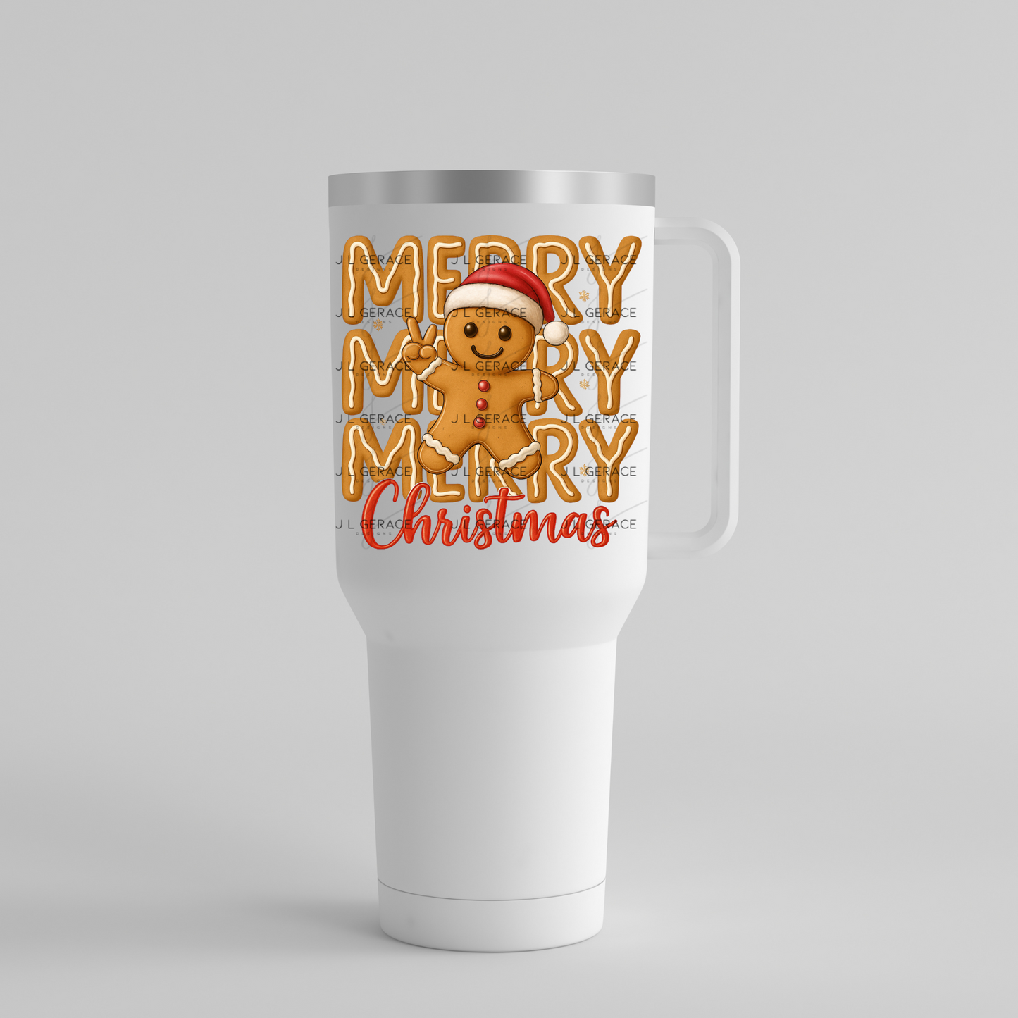Merry Merry Merry Gingerbread Man PNG – Cute Christmas Cookie Clipart