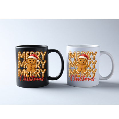 Merry Merry Merry Gingerbread Man PNG – Cute Christmas Cookie Clipart