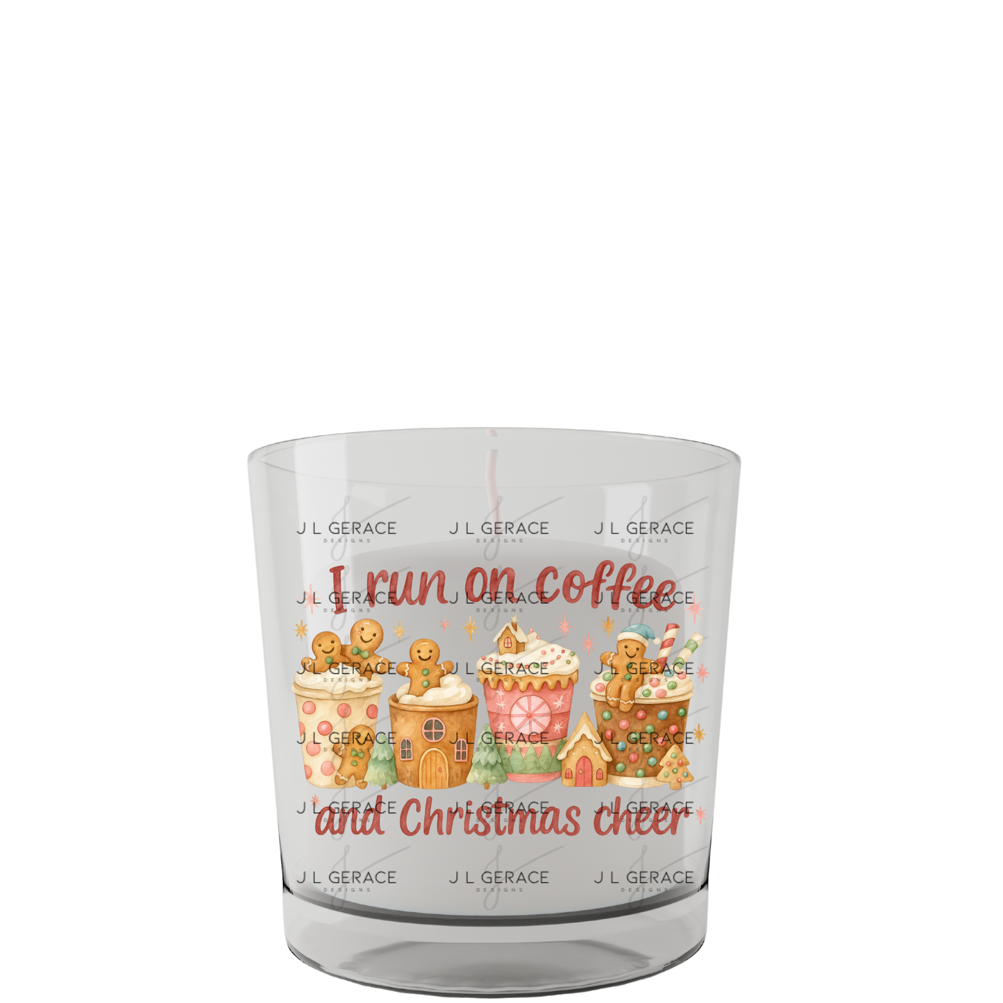 I Run on Coffee and Christmas Cheer PNG – Gingerbread Holiday Cups Clipart