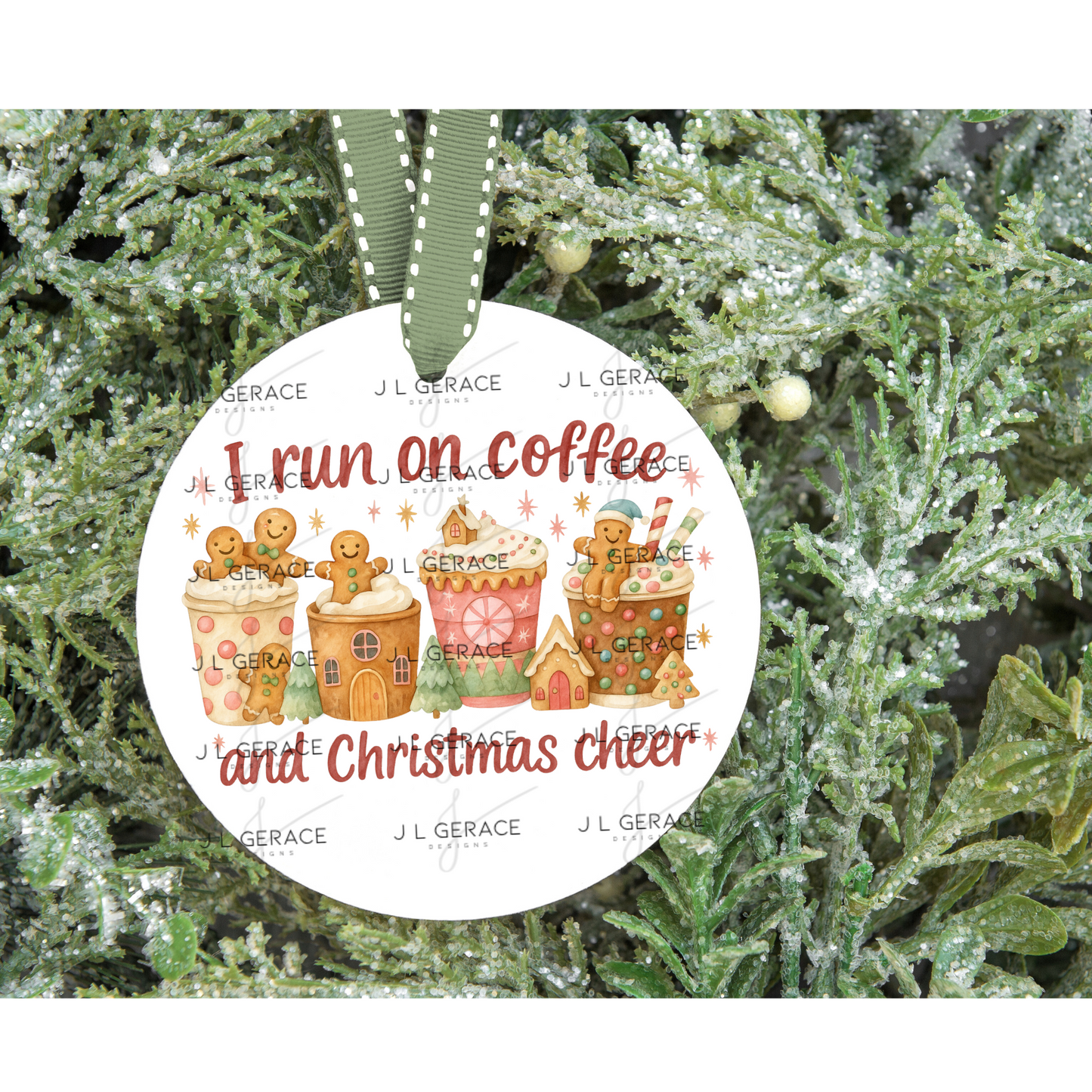 I Run on Coffee and Christmas Cheer PNG – Gingerbread Holiday Cups Clipart