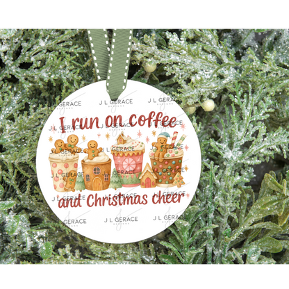 I Run on Coffee and Christmas Cheer PNG – Gingerbread Holiday Cups Clipart