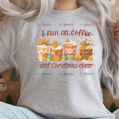 I Run on Coffee and Christmas Cheer PNG – Gingerbread Holiday Cups Clipart