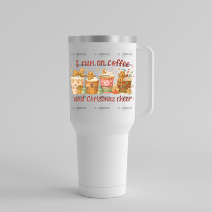 I Run on Coffee and Christmas Cheer PNG – Gingerbread Holiday Cups Clipart