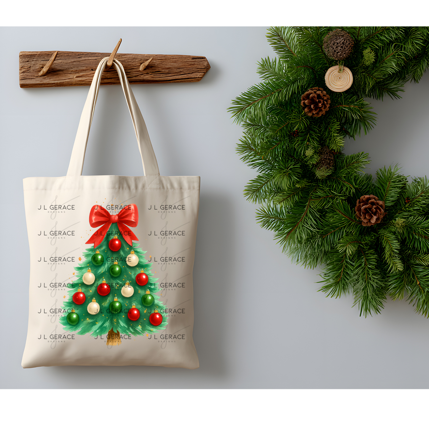 Classic Red Bow Christmas Tree PNG Clipart – Traditional Ornament Holiday Design