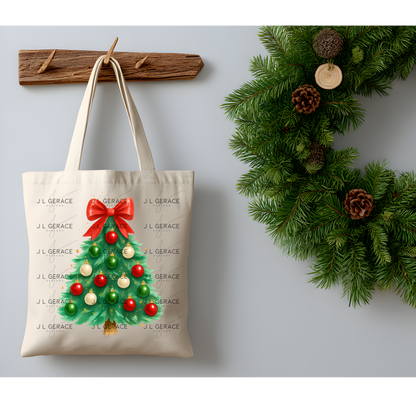 Classic Red Bow Christmas Tree PNG Clipart – Traditional Ornament Holiday Design