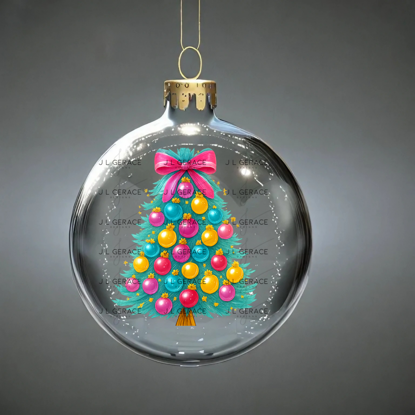 Pastel Glossy Christmas Tree PNG Clipart – Bright Holiday Ornament Design