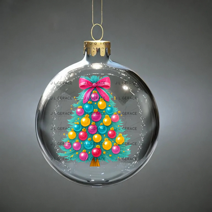 Pastel Glossy Christmas Tree PNG Clipart – Bright Holiday Ornament Design