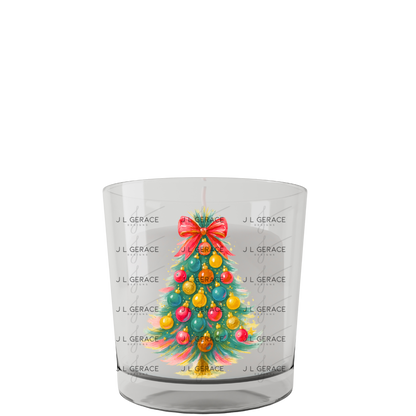 Watercolor Christmas Tree PNG – Red Bow Pastel Ornament Clipart