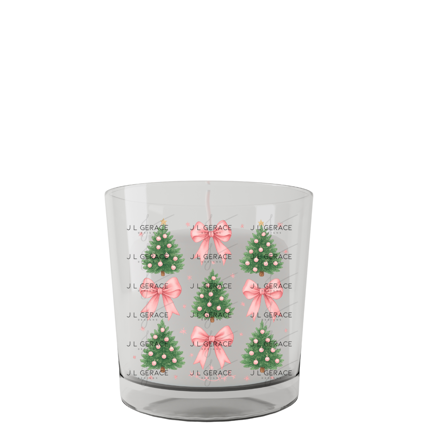 Pink Bow Christmas Tree PNG Clipart Set – Pastel Holiday Tree Elements