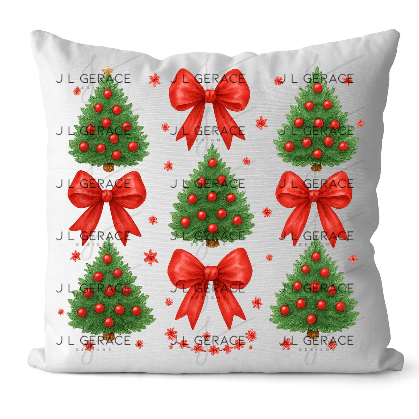 Red Bow Christmas Tree PNG Clipart Set – Traditional Holiday Tree Elements