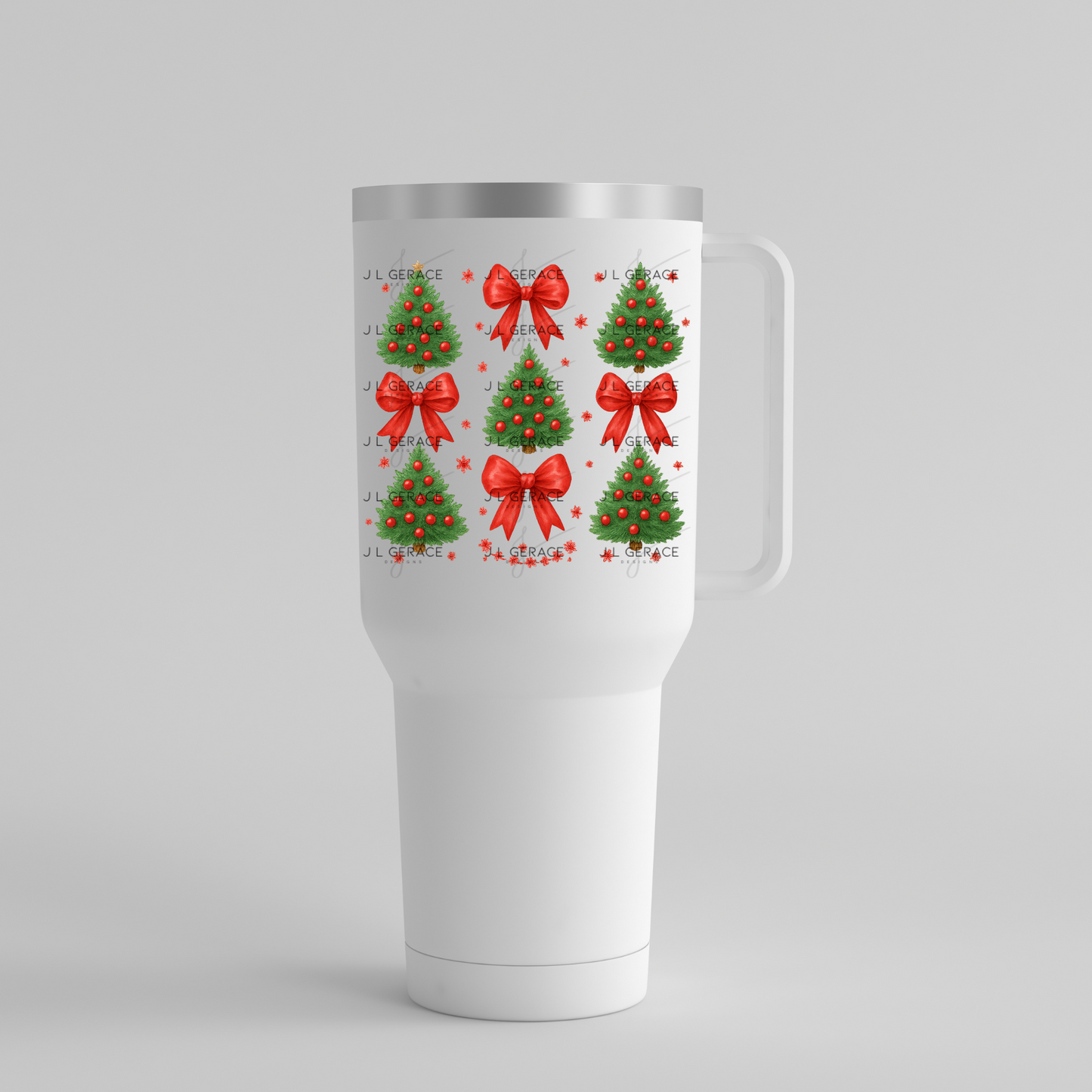 Red Bow Christmas Tree PNG Clipart Set – Traditional Holiday Tree Elements