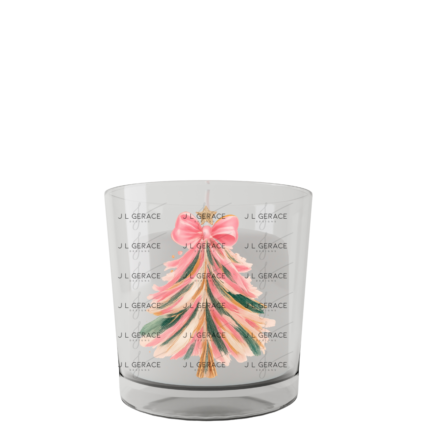 Pink Brushstroke Christmas Tree PNG – Bow & Star Holiday Clipart