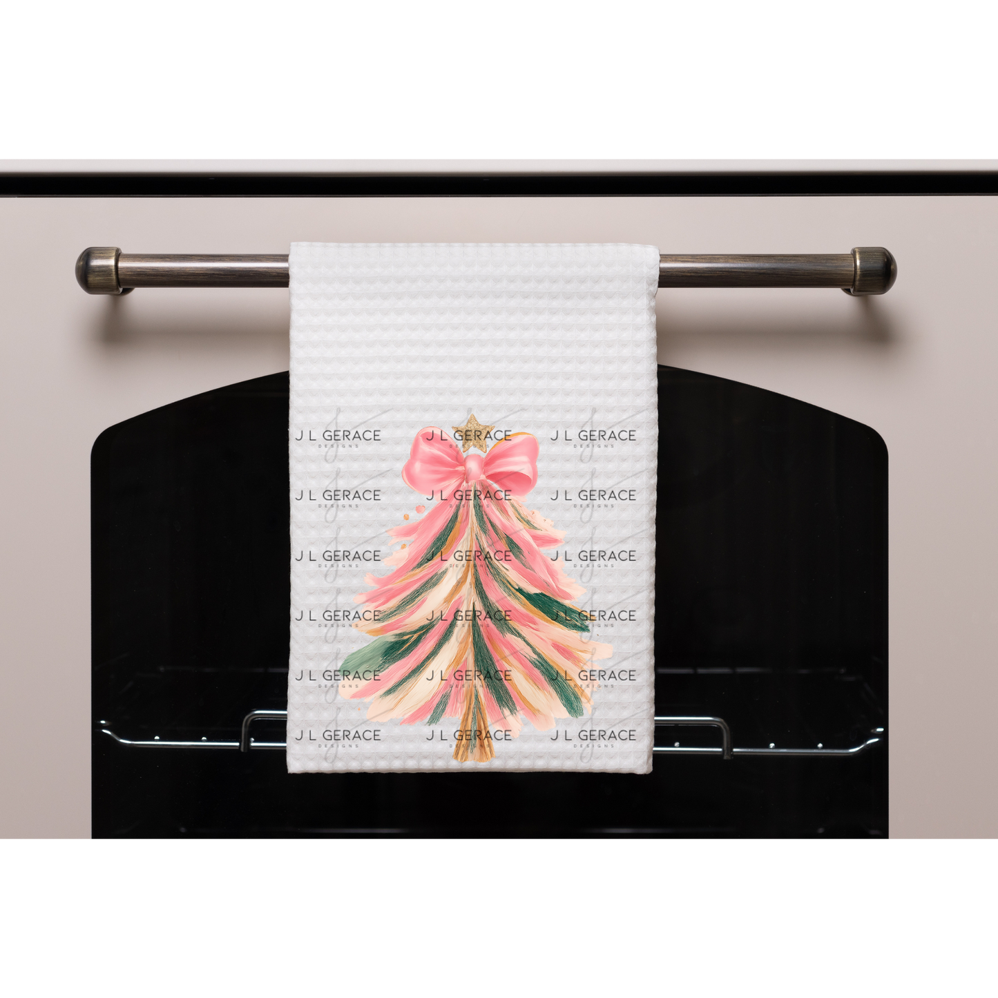 Pink Brushstroke Christmas Tree PNG – Bow & Star Holiday Clipart