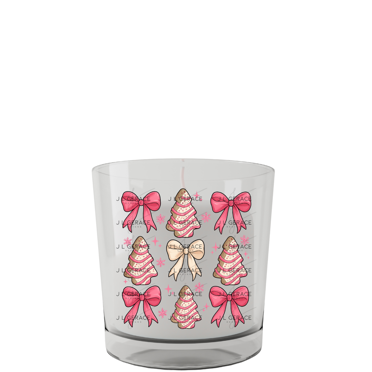 Pink Christmas Tree Cookie & Bow PNG Clipart Set – Glossy Holiday Elements