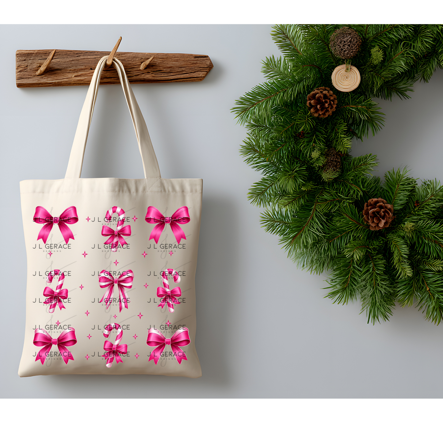 Candy Cane & Bow PNG Clipart Set – Glossy Christmas Elements