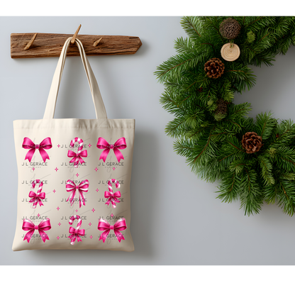 Candy Cane & Bow PNG Clipart Set – Glossy Christmas Elements