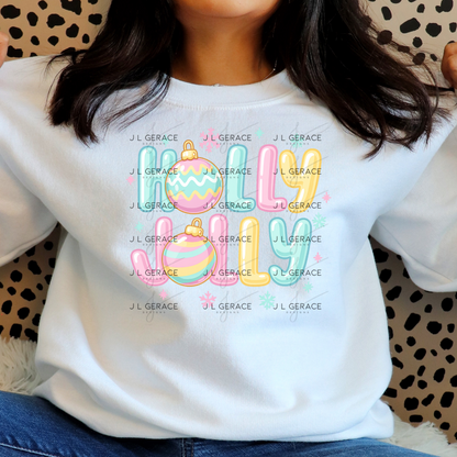 Holly Jolly Pastel Christmas PNG – Cute Ornaments & Lettering Clipart