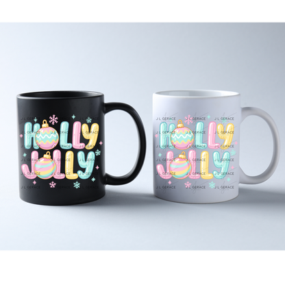 Holly Jolly Pastel Christmas PNG – Cute Ornaments & Lettering Clipart