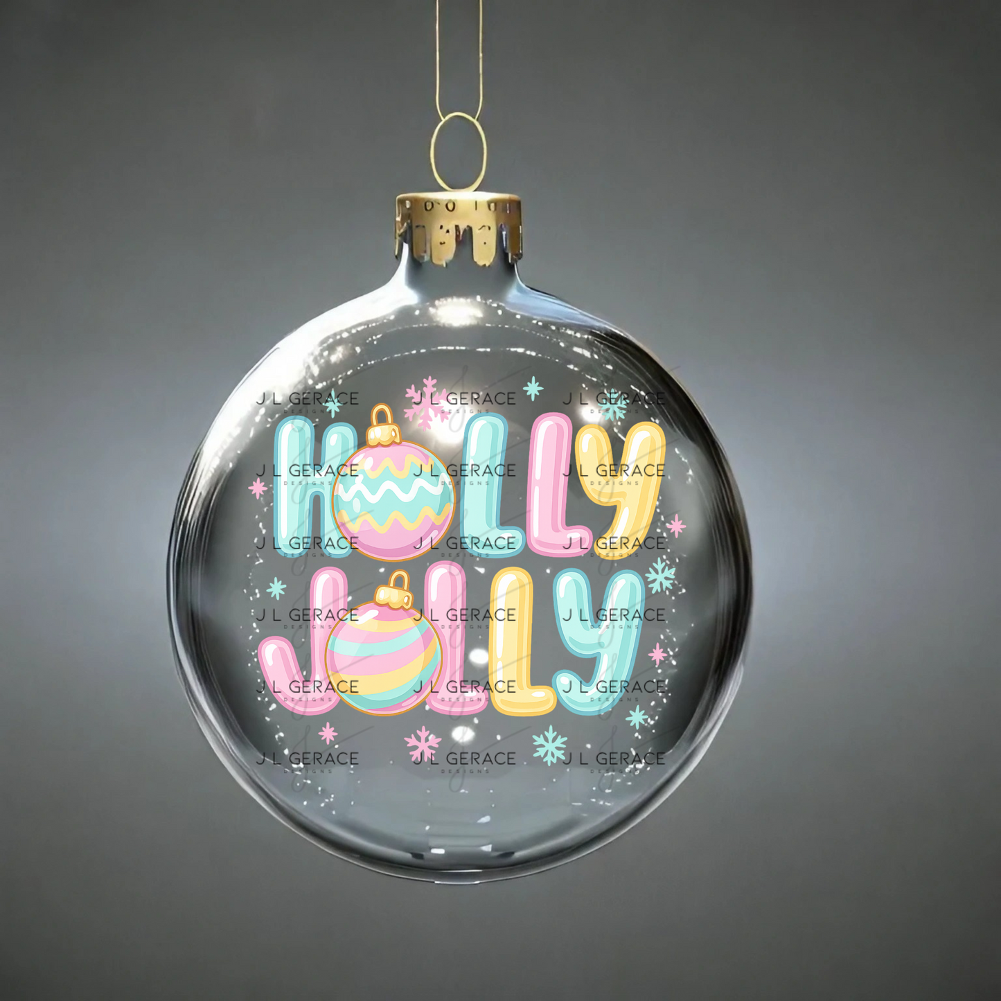 Holly Jolly Pastel Christmas PNG – Cute Ornaments & Lettering Clipart