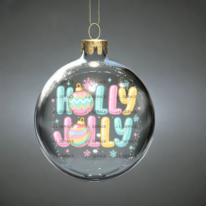 Holly Jolly Pastel Christmas PNG – Cute Ornaments & Lettering Clipart