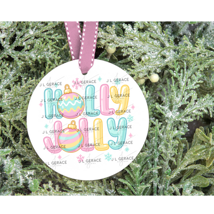 Holly Jolly Pastel Christmas PNG – Cute Ornaments & Lettering Clipart