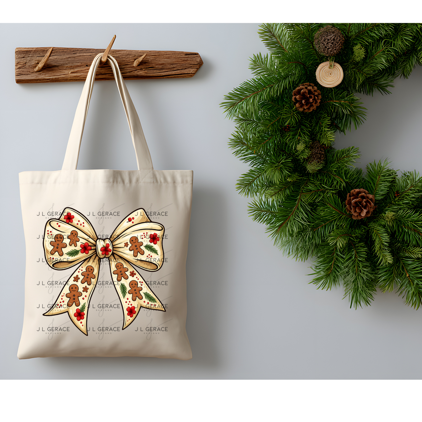 Gingerbread Christmas Bow PNG Clipart – Glossy Holiday Ribbon Design
