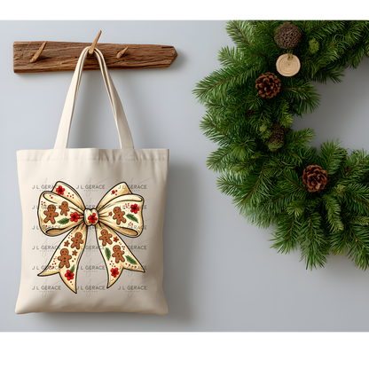Gingerbread Christmas Bow PNG Clipart – Glossy Holiday Ribbon Design