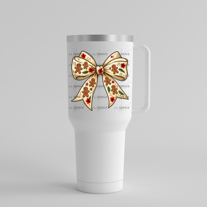 Gingerbread Christmas Bow PNG Clipart – Glossy Holiday Ribbon Design