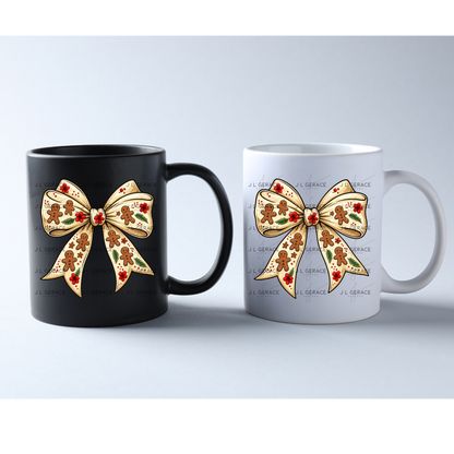 Gingerbread Christmas Bow PNG Clipart – Glossy Holiday Ribbon Design