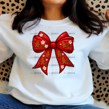 Gingerbread Red Christmas Bow PNG Clipart – Glossy Holiday Ribbon Design