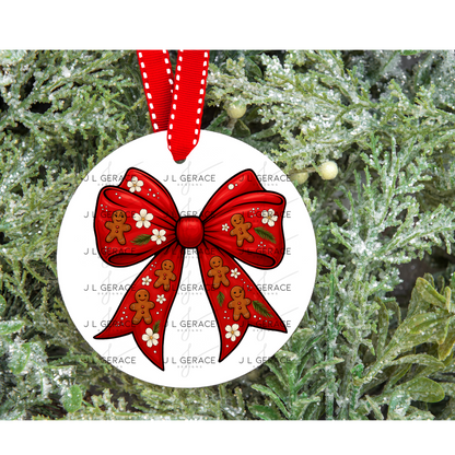 Gingerbread Red Christmas Bow PNG Clipart – Glossy Holiday Ribbon Design