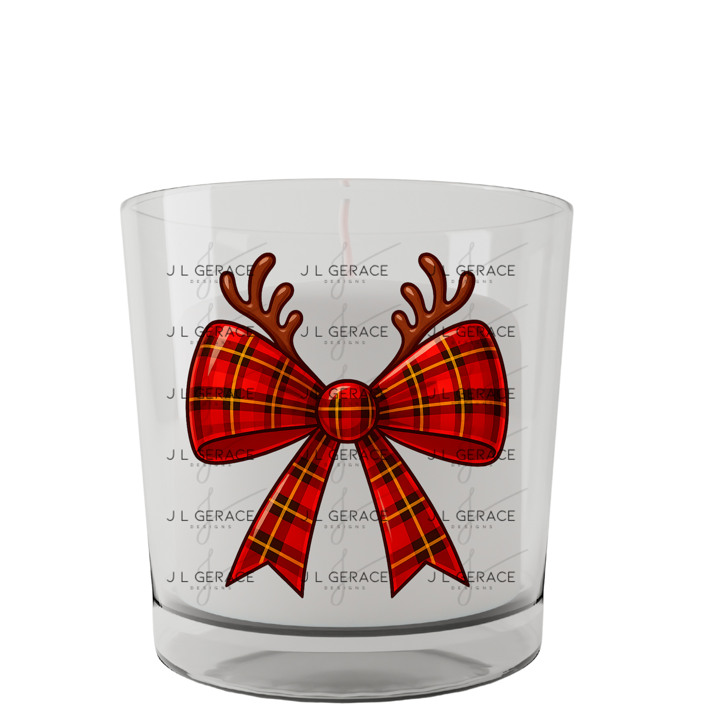 Reindeer Plaid Christmas Bow PNG Clipart – Glossy Holiday Ribbon Design