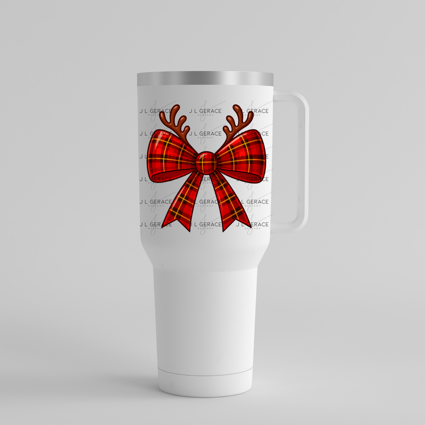 Reindeer Plaid Christmas Bow PNG Clipart – Glossy Holiday Ribbon Design