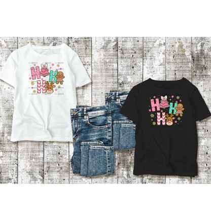 Ho Ho Ho Christmas PNG – Pink Cute Gingerbread, Reindeer & Tree Clipart
