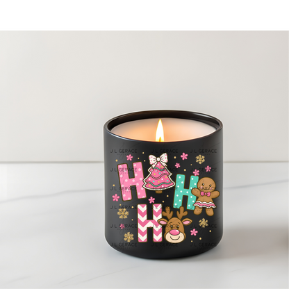 Ho Ho Ho Christmas PNG – Pink Cute Gingerbread, Reindeer & Tree Clipart