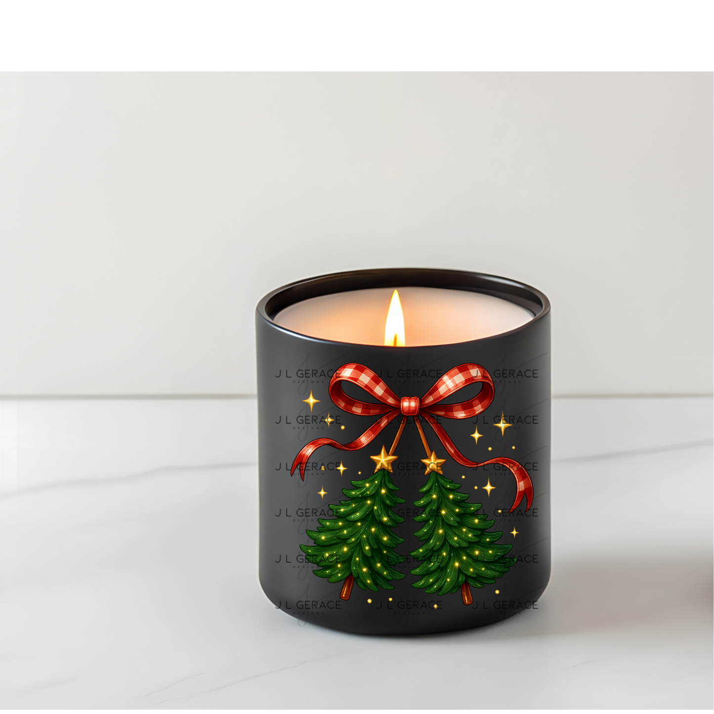 Christmas Bow & Tree Duo PNG Clipart – Glossy Holiday Ribbon and Tree Design