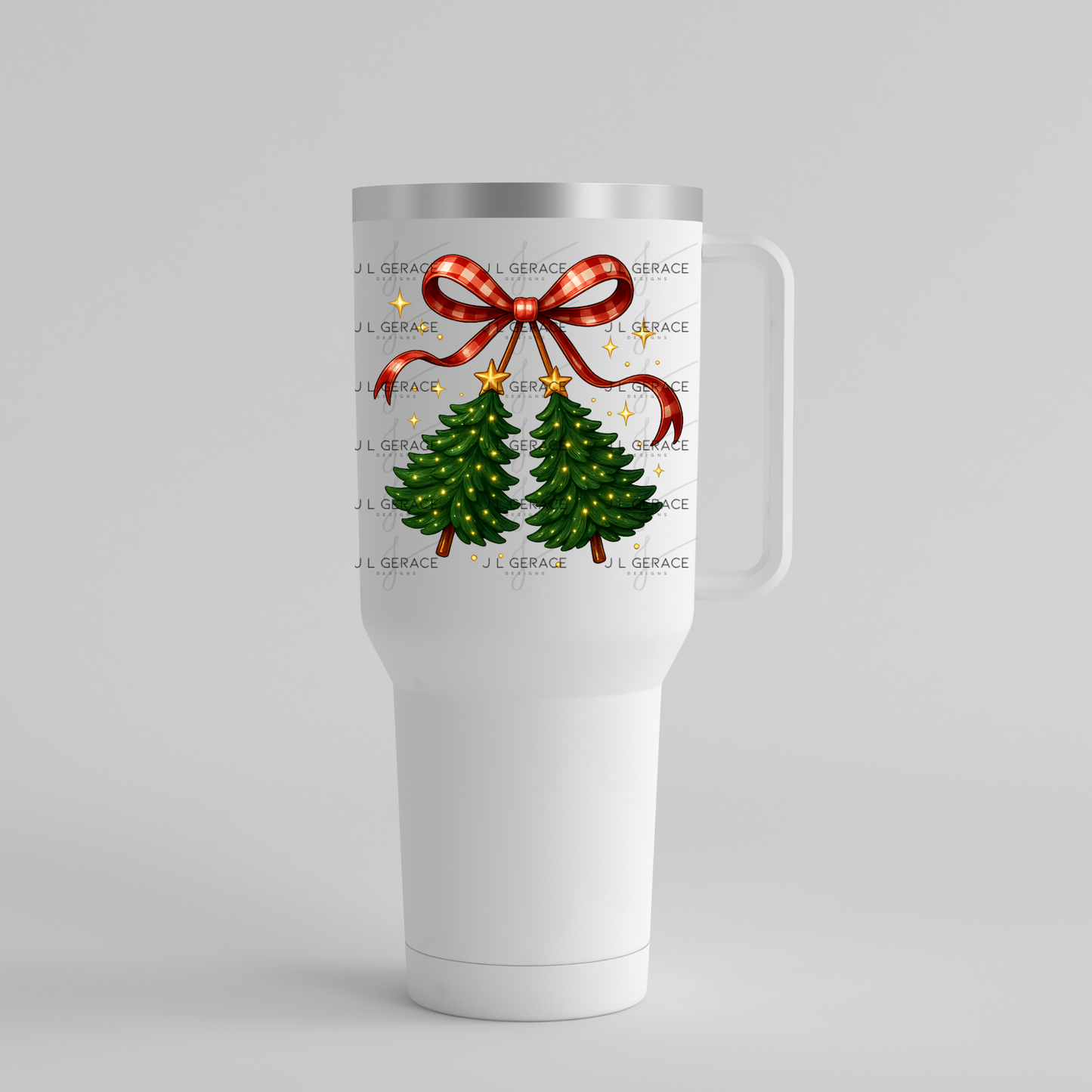 Christmas Bow & Tree Duo PNG Clipart – Glossy Holiday Ribbon and Tree Design