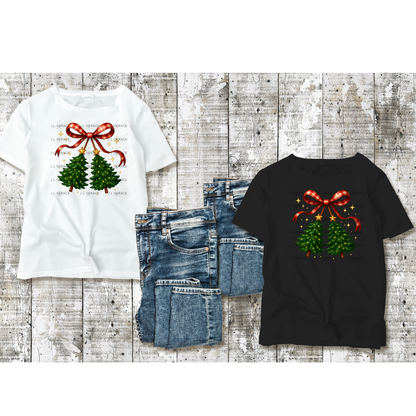 Christmas Bow & Tree Duo PNG Clipart – Glossy Holiday Ribbon and Tree Design