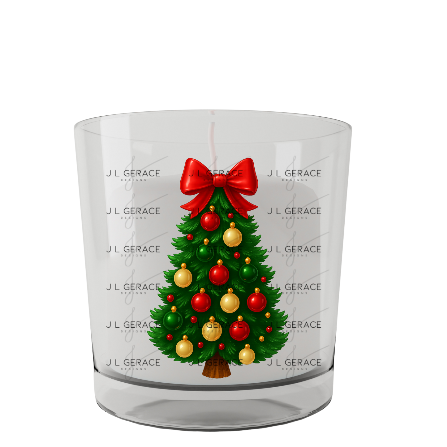 Glossy Red Bow Christmas Tree PNG – Classic Red & Gold Ornaments Clipart