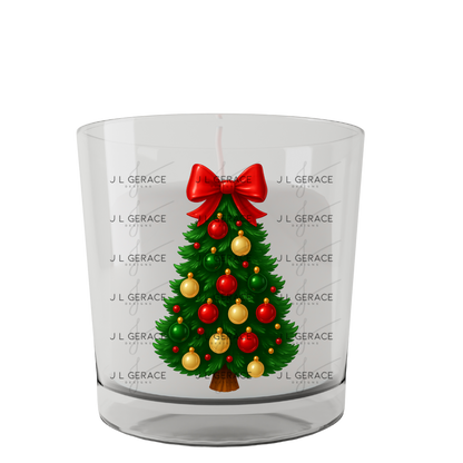 Glossy Red Bow Christmas Tree PNG – Classic Red & Gold Ornaments Clipart