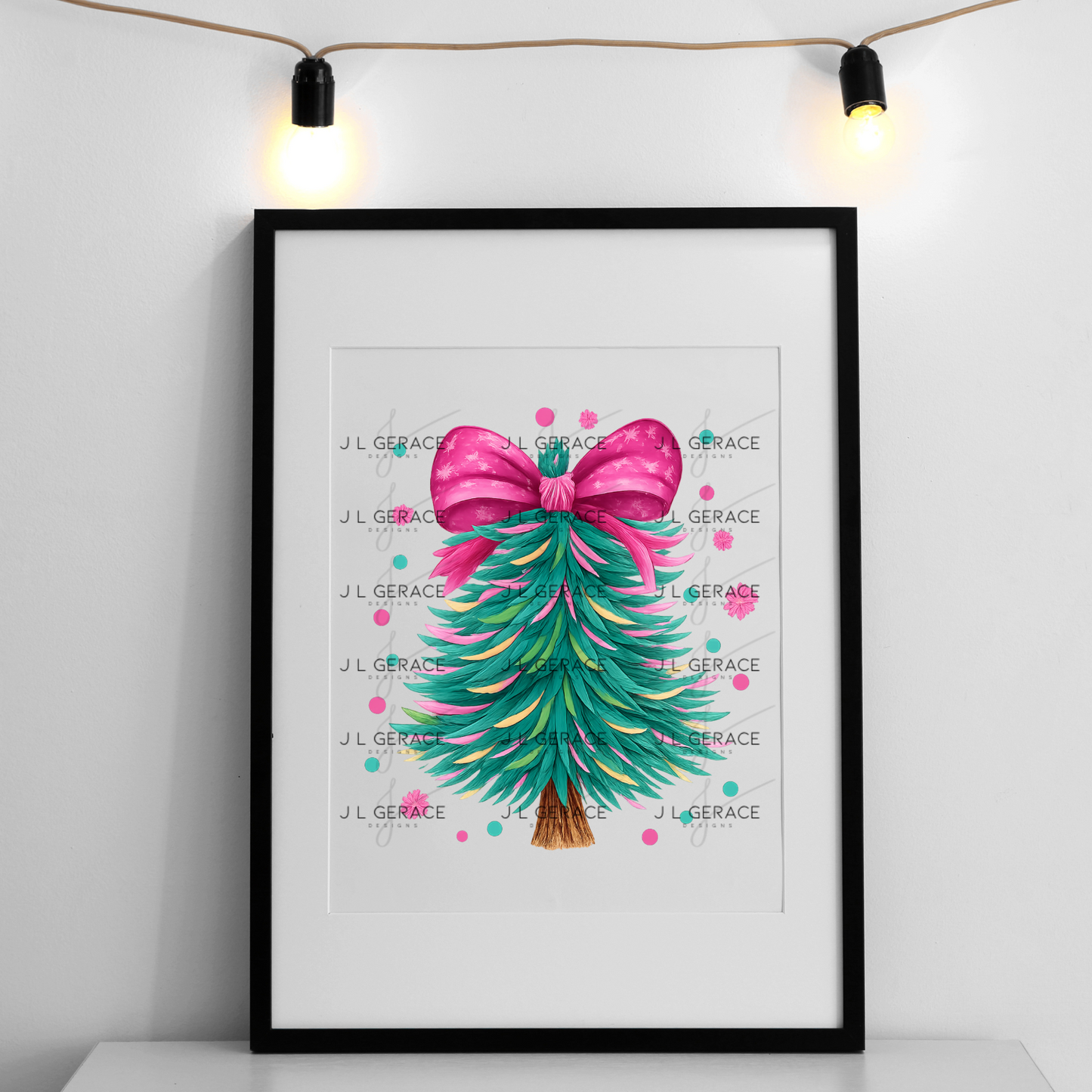 Pink Bow Pastel Christmas Tree PNG Clipart – Watercolor Holiday Design